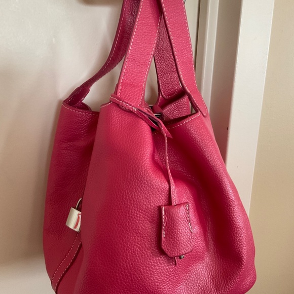 Unbrand leather bucket pink dual handle bag - Picture 8 of 8